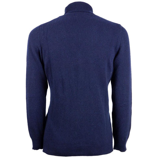 Emilio Romanelli Blue Cashmere Men's Turtleneck Sweater