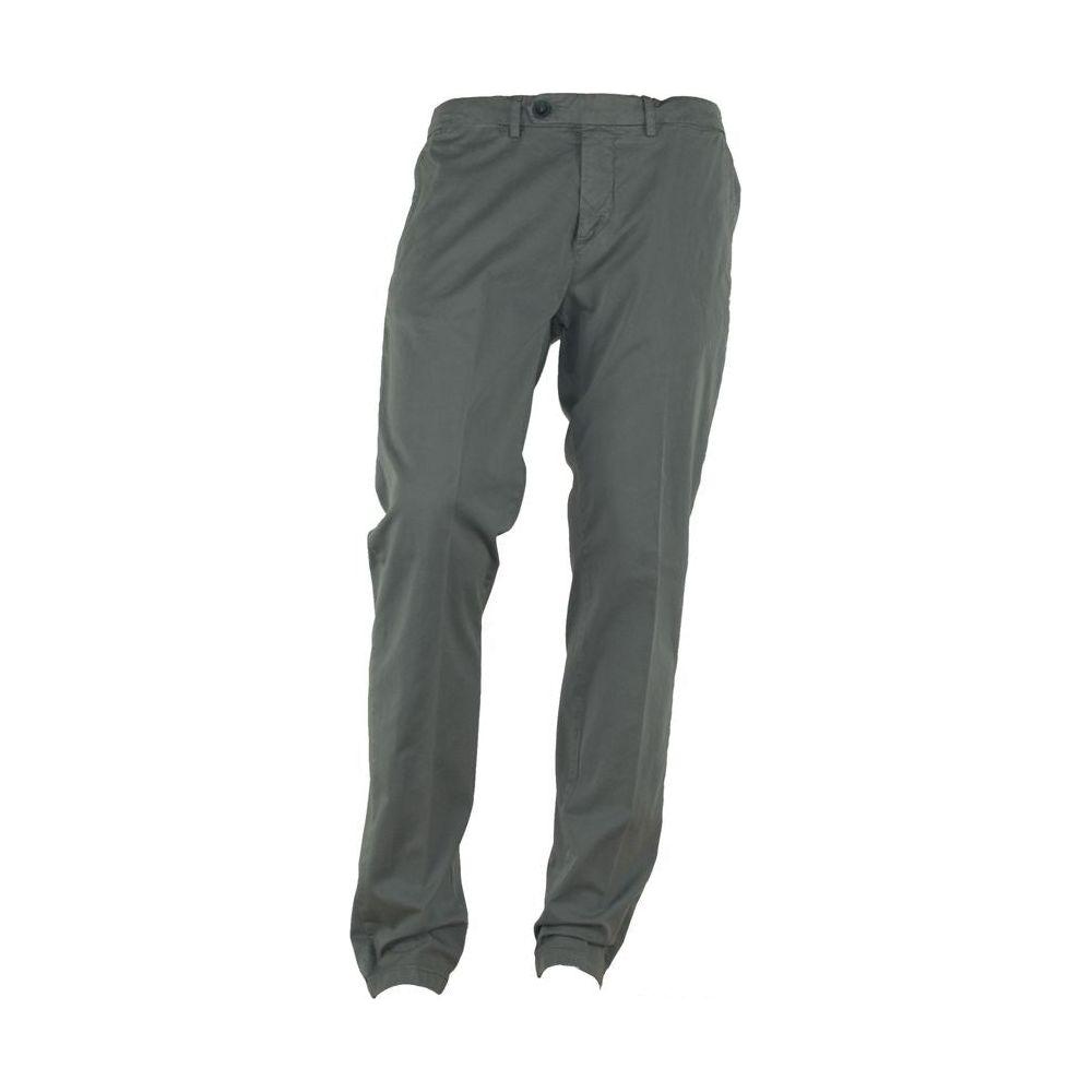 Made in Italy "Gray Cotton Men Trouser with Italian Craftsmanship"