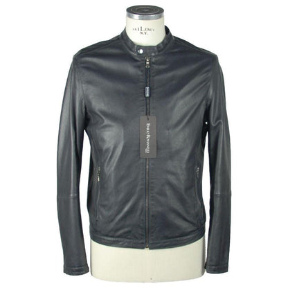 Emilio Romanelli Blue Leather Men's Jacket