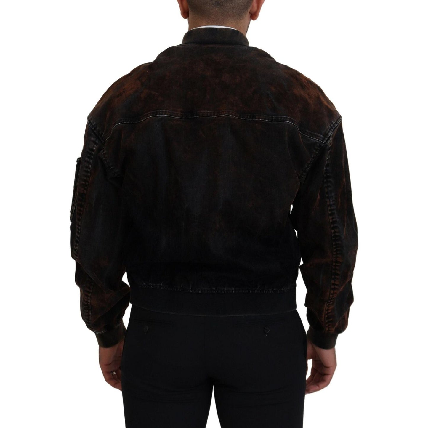 Dsquared² Brown Cotton Bomber Zipper Pocket Sleeves Jacket JKT3534-48