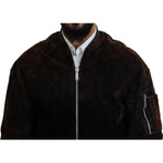 Dsquared² Brown Cotton Bomber Zipper Pocket Sleeves Jacket JKT3534-48