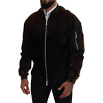 Dsquared² Brown Cotton Bomber Zipper Pocket Sleeves Jacket JKT3534-48