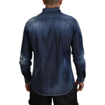 Dsquared² Blue Tattered Crystal Embellished Denim Shirt JKT3532-48
