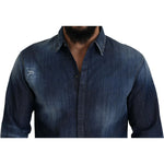 Dsquared² Blue Tattered Crystal Embellished Denim Shirt JKT3532-48