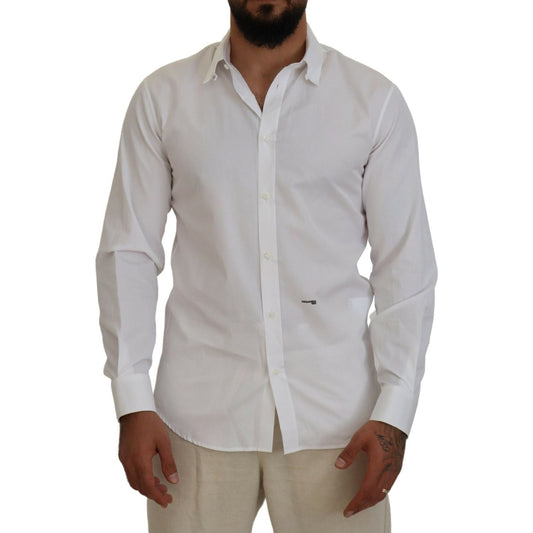 Dsquared² White Cotton Collared Long Sleeves Formal Shirt TSH83550-48