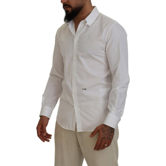 Dsquared² White Cotton Collared Long Sleeves Formal Shirt TSH83550-48