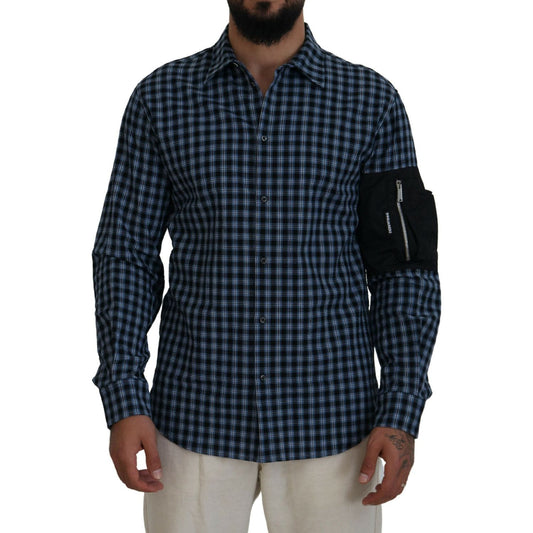 Dsquared² Multicolor Black Arm Plaid Men Long Sleeves Shirt TSH83557-48