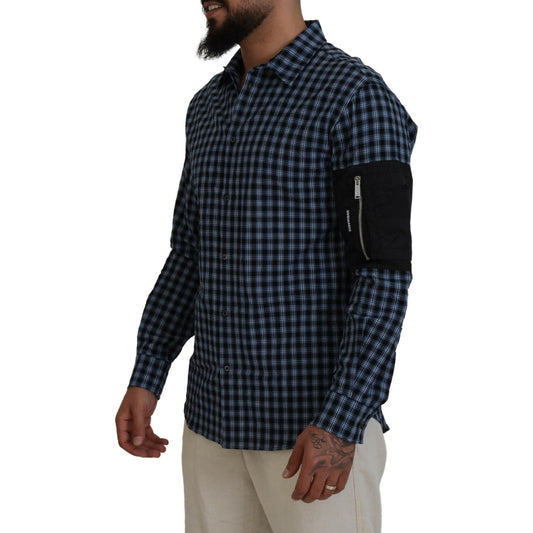 Dsquared² Multicolor Black Arm Plaid Men Long Sleeves Shirt TSH83557-48
