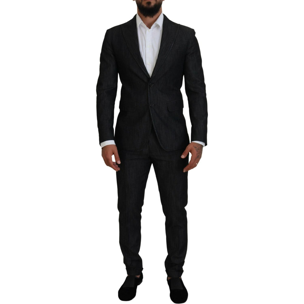 Dsquared² Black Cotton Single Breasted 2 Piece MIAMI Suit KOS2013-48