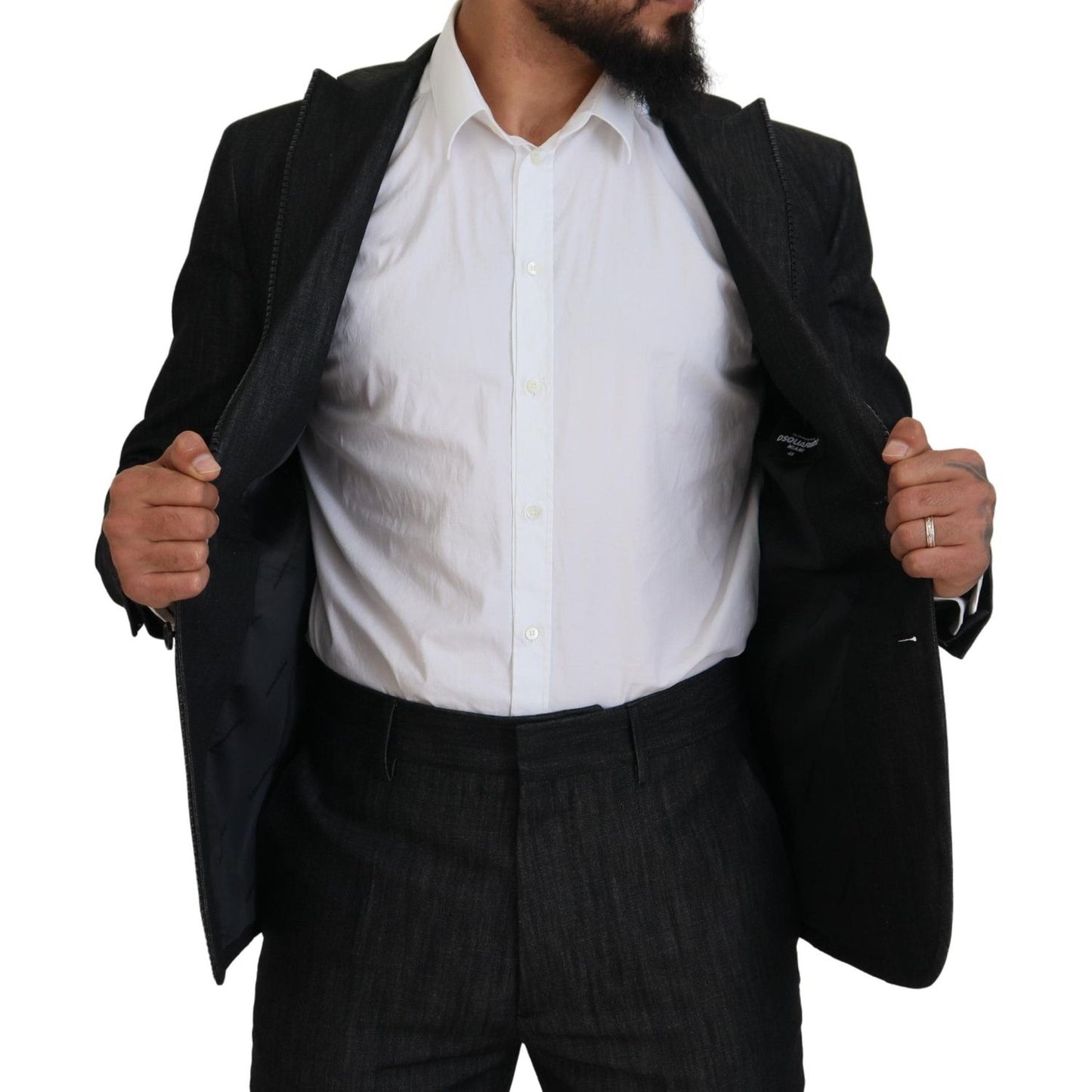 Dsquared² Black Cotton Single Breasted 2 Piece MIAMI Suit KOS2013-48