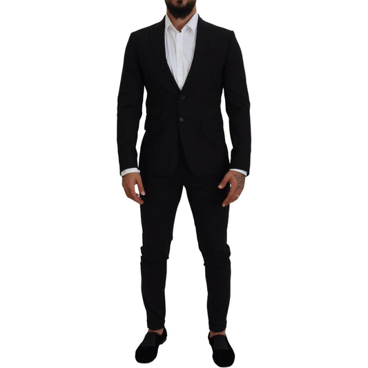 Dsquared² Black Wool Single Breasted 2 Piece LONDON Suit KOS2014-48