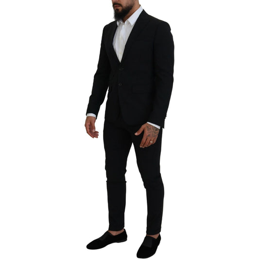 Dsquared² Black Wool Single Breasted 2 Piece LONDON Suit KOS2014-48