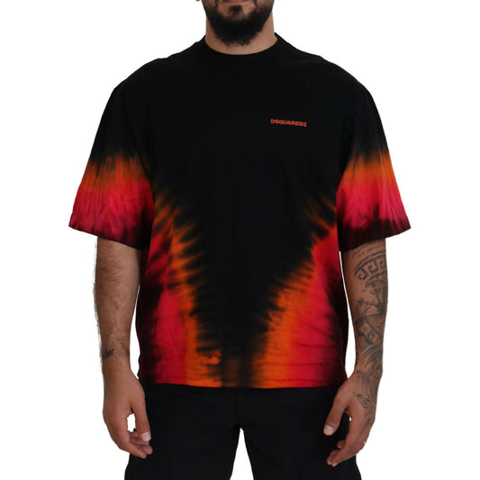 Dsquared² Black Orange Cotton Short Sleeves Crewneck T-shirt TSH83505-48