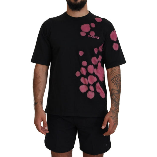 Dsquared² Black Pink Cotton Short Sleeves Crewneck T-shirt TSH83506-48