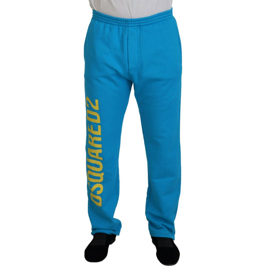 Dsquared² Light Blue Cotton Logo Print Casual Pants PAN74378-48