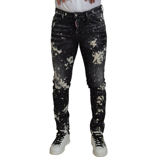 Dsquared² Black Washed White Color Splash Casual Denim Jeans PAN74443-48