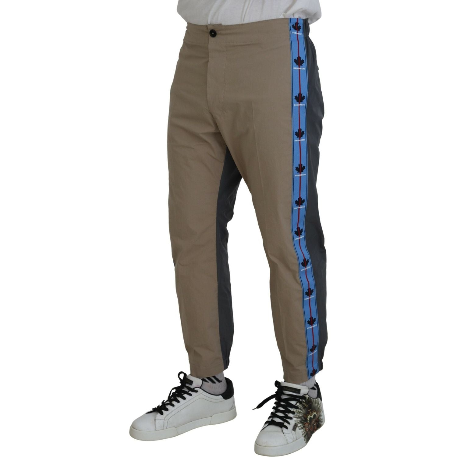 بنطلون رجالي كاجوال من القطن باللون البني والرمادي ثنائي اللون من Dsquared²