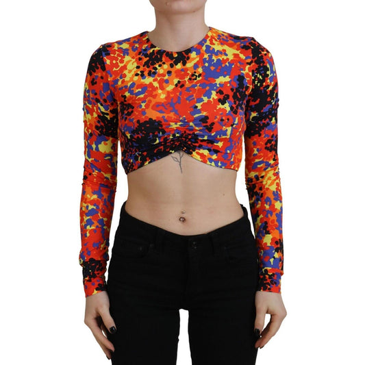 Dsquared² Multicolor Cami Long Sleeves Cropped Blouse Top TSH83375