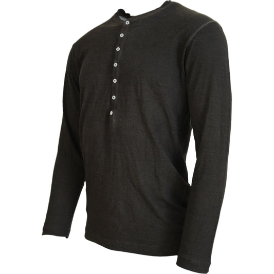 Dsquared² Gray Cotton Linen Long Sleeves Pullover Sweater TSH3535-46