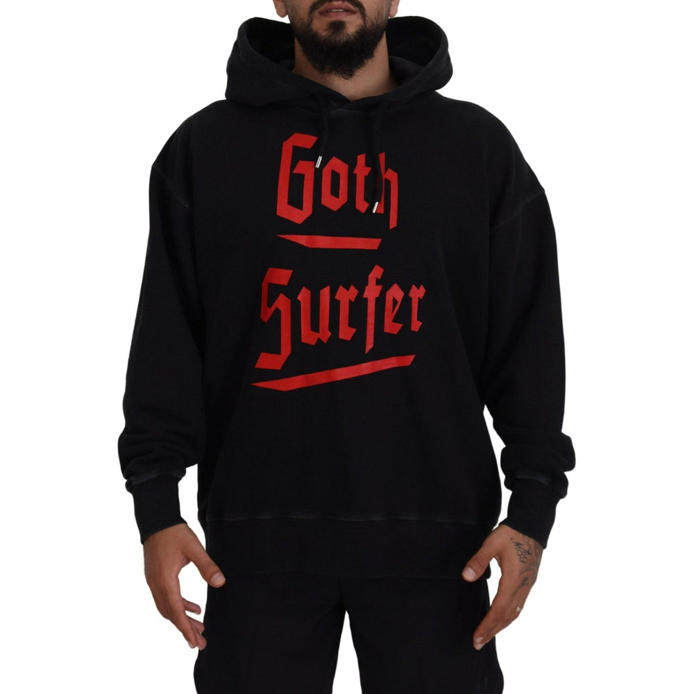 Dsquared² Black Cotton Hooded Printed Men Pullover Sweater TSH83479-48