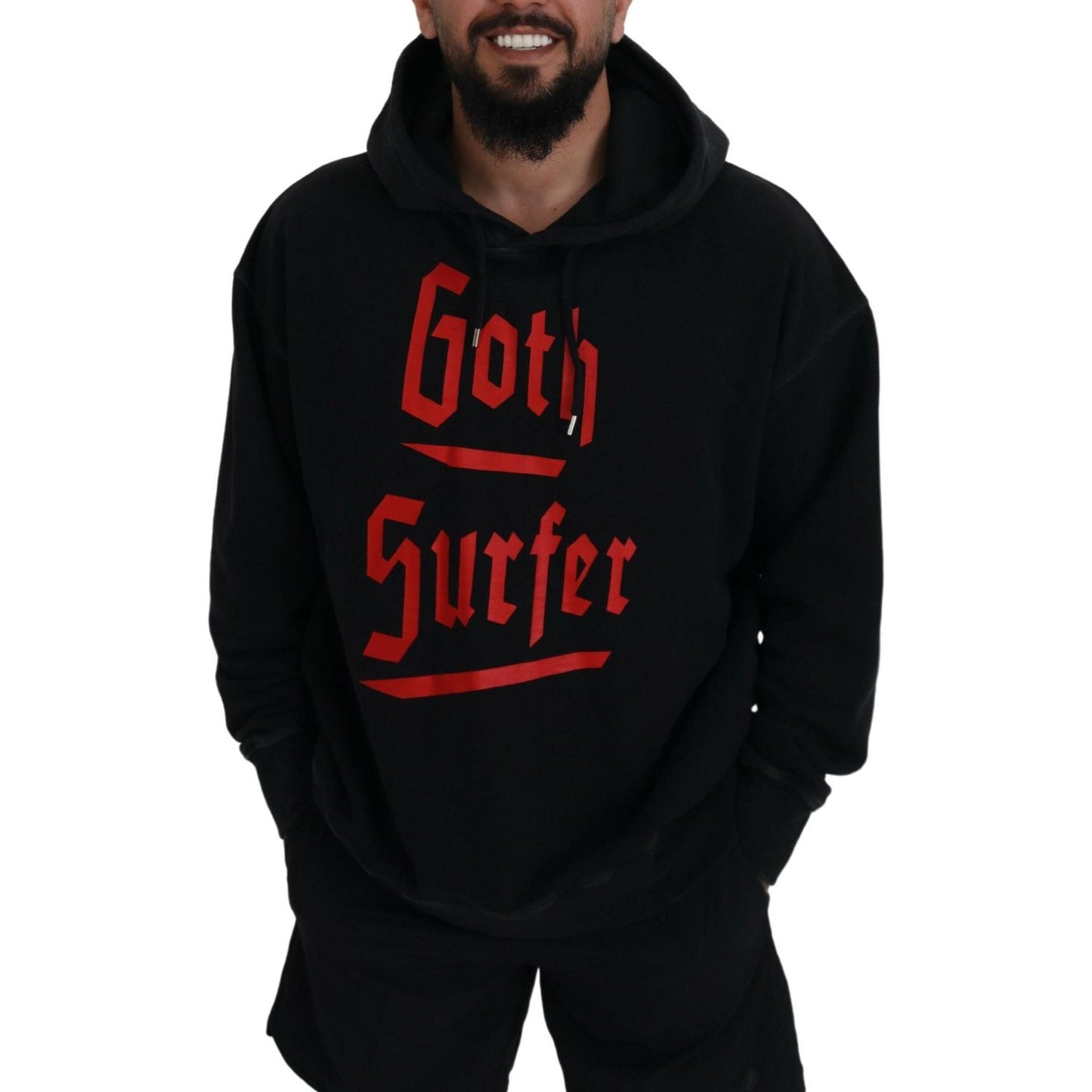 Dsquared² Black Cotton Hooded Printed Men Pullover Sweater TSH83479-48