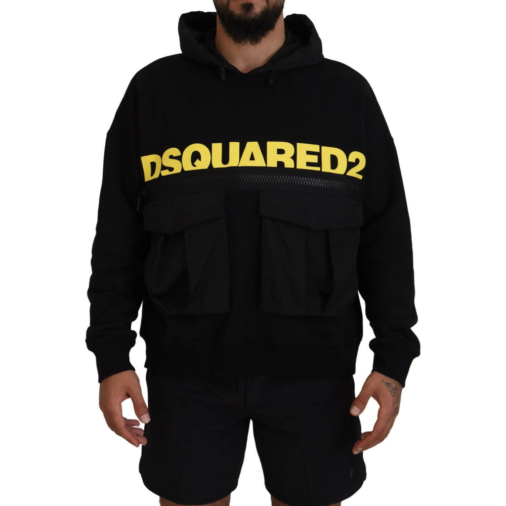 Dsquared² Black Cotton Hooded Printed Pullover Sweater TSH83488-48