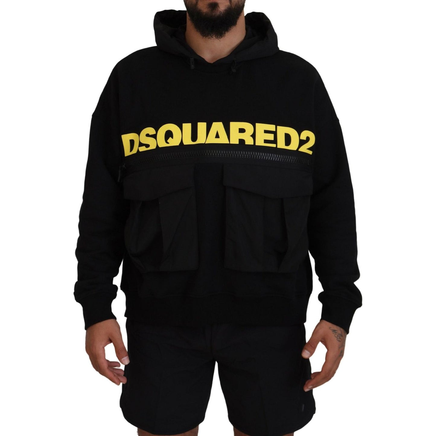 Dsquared² Black Cotton Hooded Printed Pullover Sweater TSH83488-48