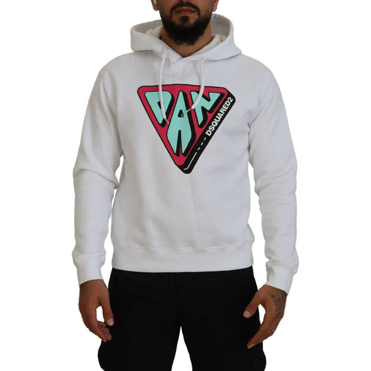 Dsquared² White Cotton Hooded Printed Pullover Sweater TSH83489-48