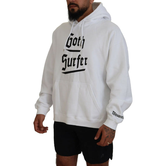 Dsquared² White Cotton Hooded Printed Men Pullover Sweater TSH83494-48