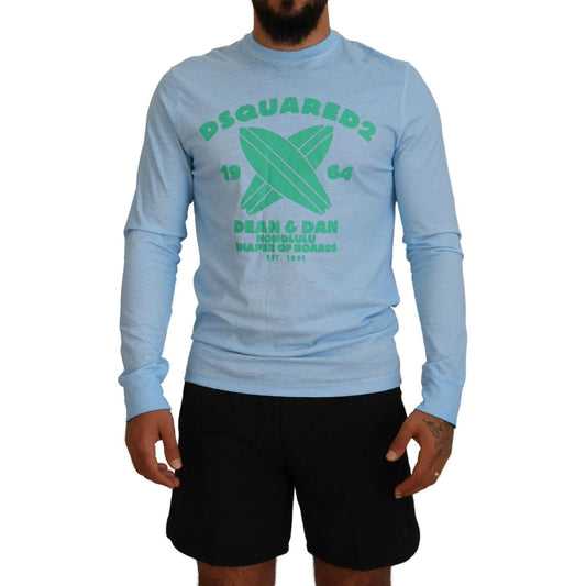 Dsquared² Light Blue Printed Long Sleeves Men Sweater TSH83526-48