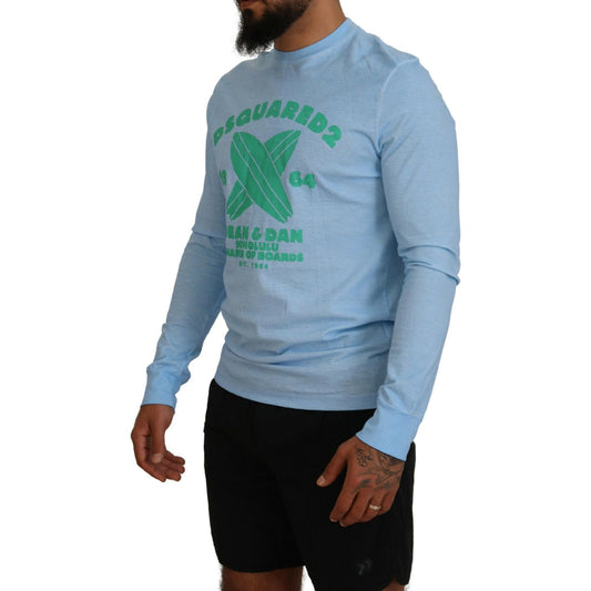 Dsquared² Light Blue Printed Long Sleeves Men Sweater TSH83526-48