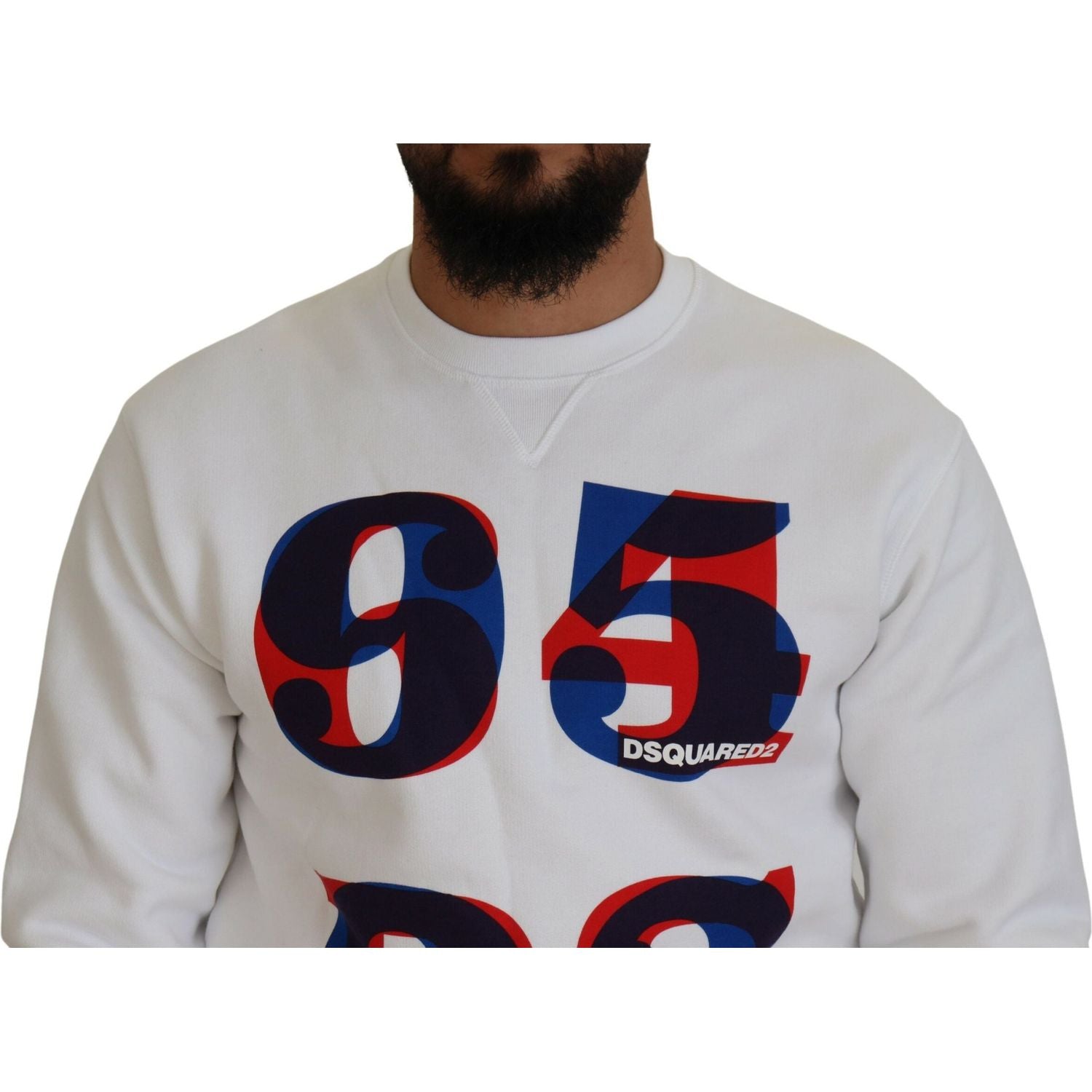 سترة صوفية بأكمام طويلة مطبوعة باللون الأبيض من Dsquared²