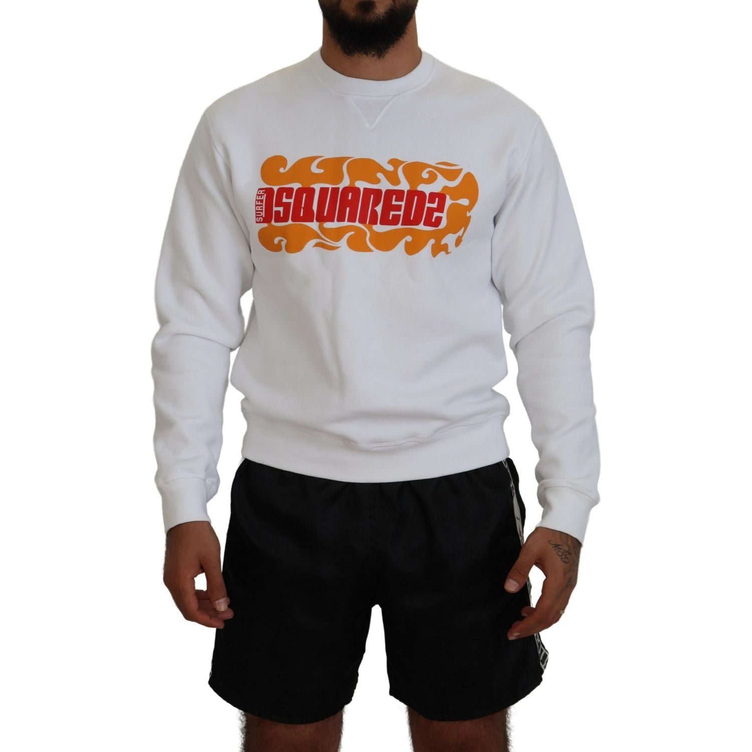 سترة صوفية بأكمام طويلة مطبوعة من القطن الأبيض من Dsquared²