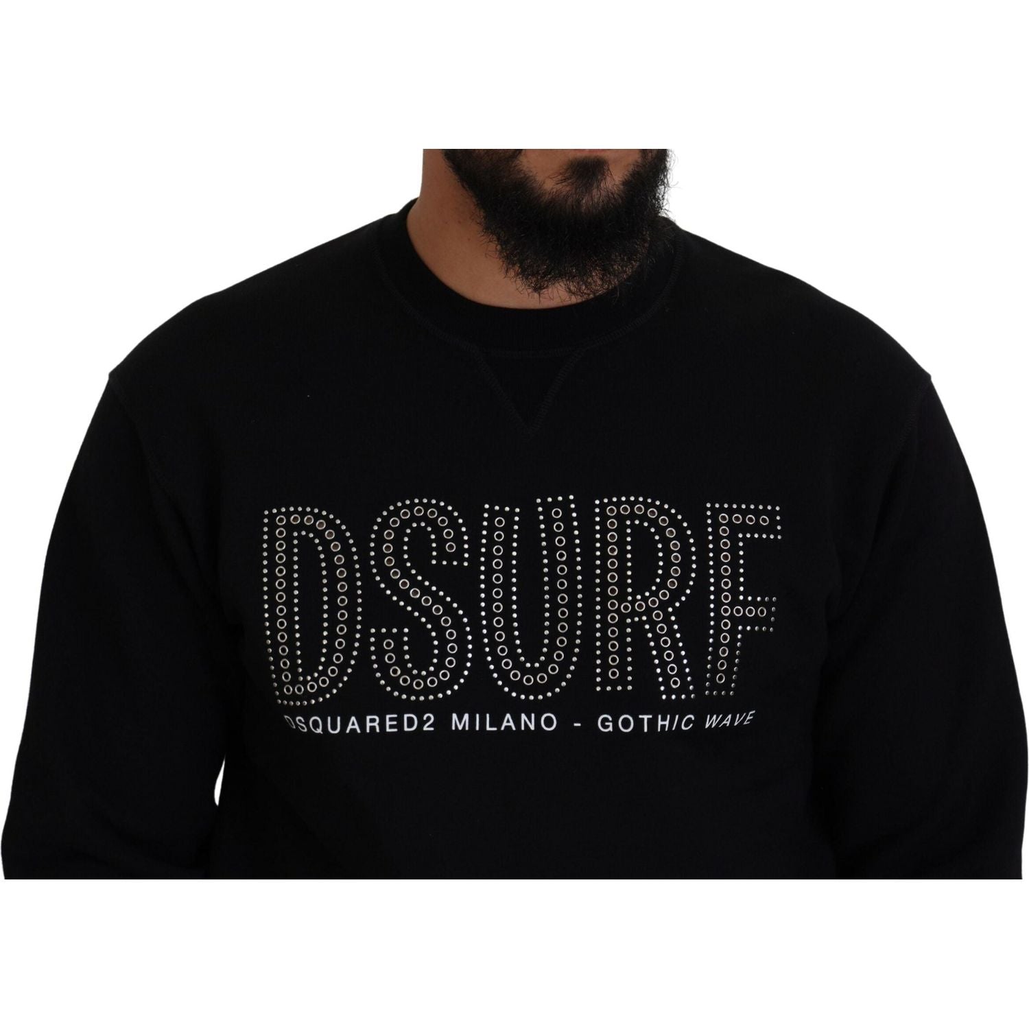 سترة صوفية بأكمام طويلة مطبوعة من القطن الأسود من Dsquared²