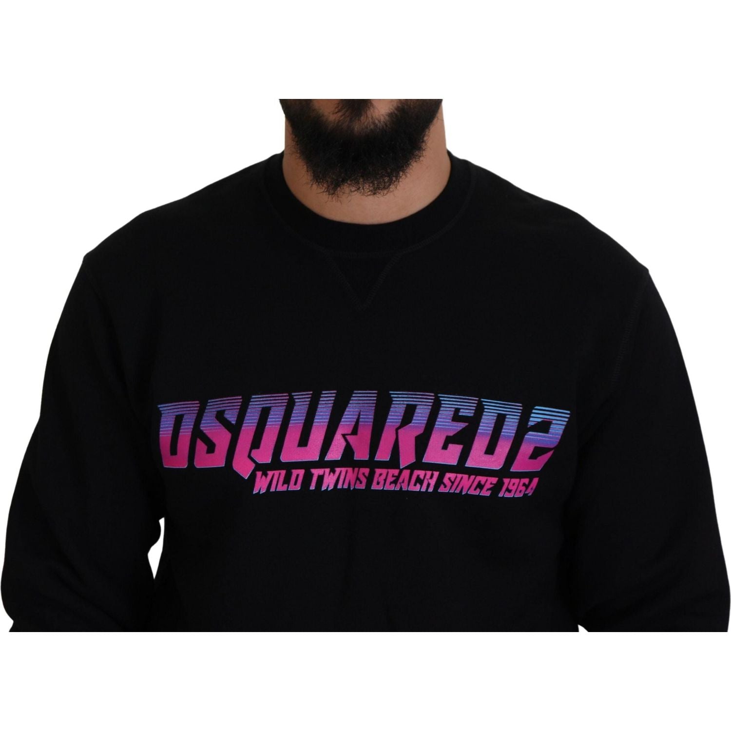 سترة رجالية بأكمام طويلة مطبوعة بشعار Dsquared² باللون الأسود