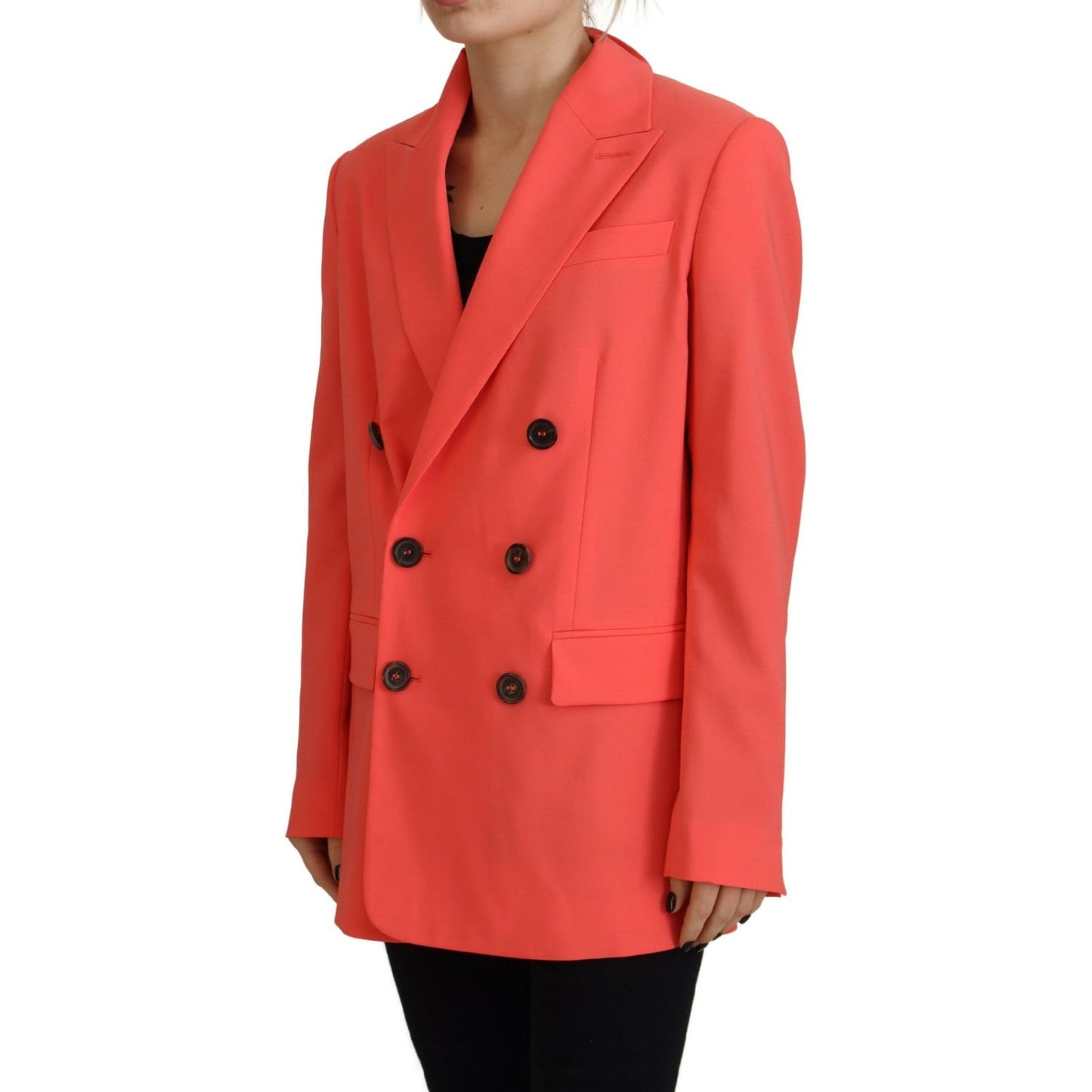 Dsquared² Pink Double Breasted Coat Blazer Jacket 1728,67345645728,Blazers - Suits & Blazers - Clothing,Clothing,Dsquared²,IT38 | XS,Jackets & Coats - Women - Clothing,Material: 54% Polyester 44% Virgin Wool 2% Elastane,Pink,Preowned / Defect,Suits & Blaz