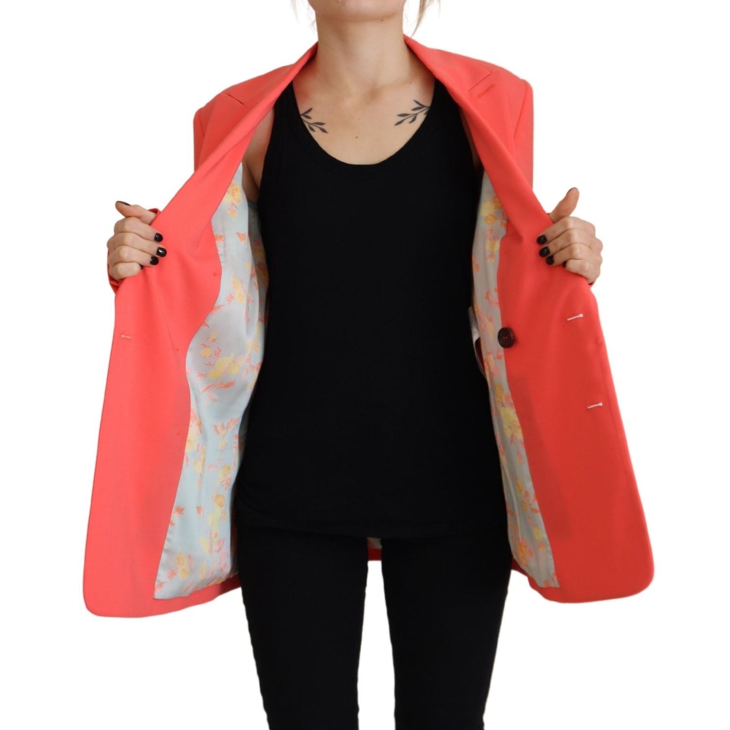 Dsquared² Pink Double Breasted Coat Blazer Jacket 1728,67345645728,Blazers - Suits & Blazers - Clothing,Clothing,Dsquared²,IT38 | XS,Jackets & Coats - Women - Clothing,Material: 54% Polyester 44% Virgin Wool 2% Elastane,Pink,Preowned / Defect,Suits & Blaz