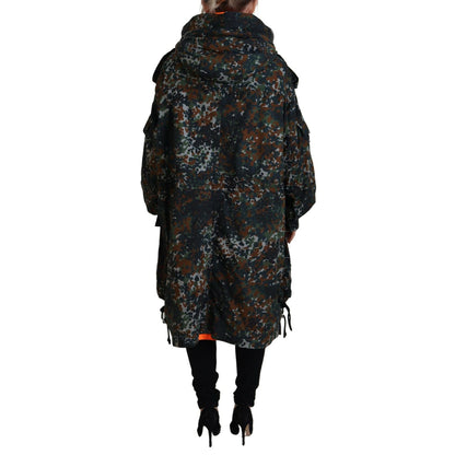 Dsquared² Green Hooded Goth Camouflage Print Parka Coat Jacket