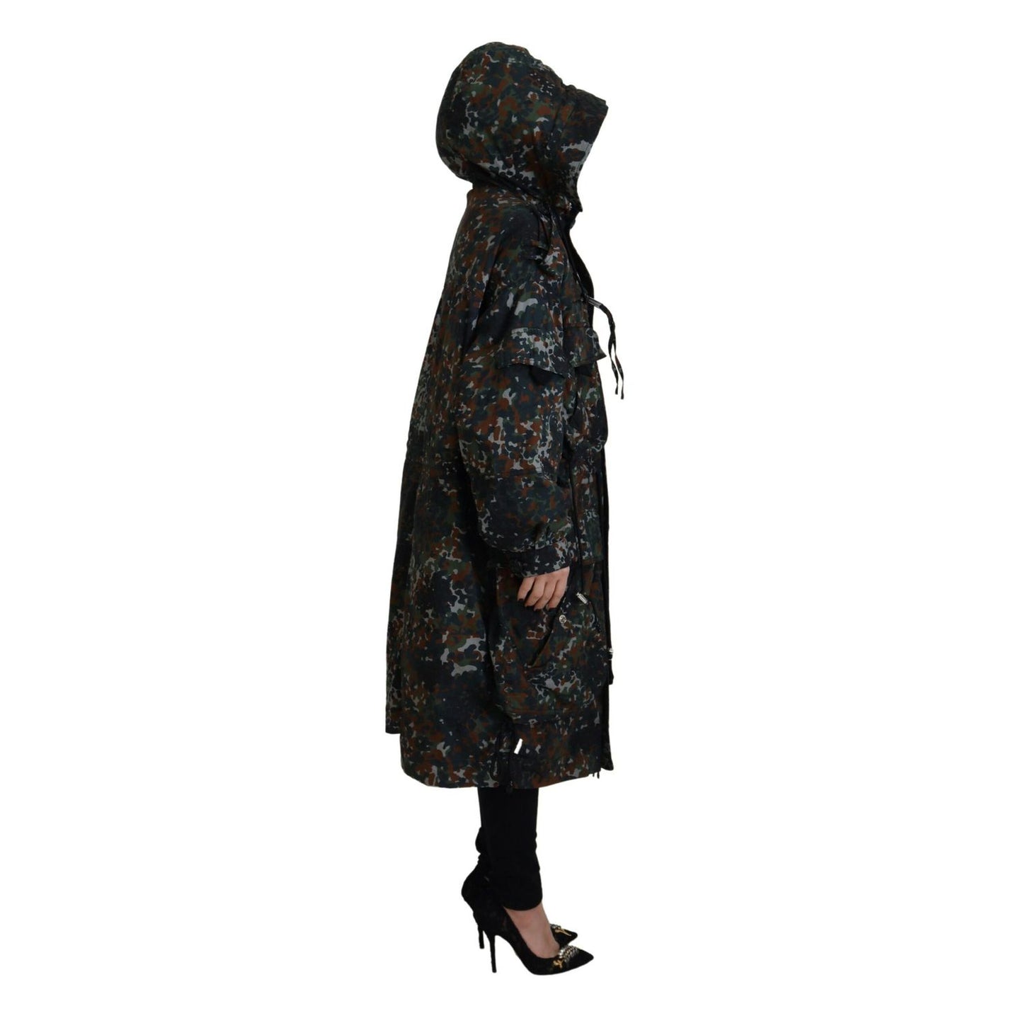 Dsquared² Green Hooded Goth Camouflage Print Parka Coat Jacket