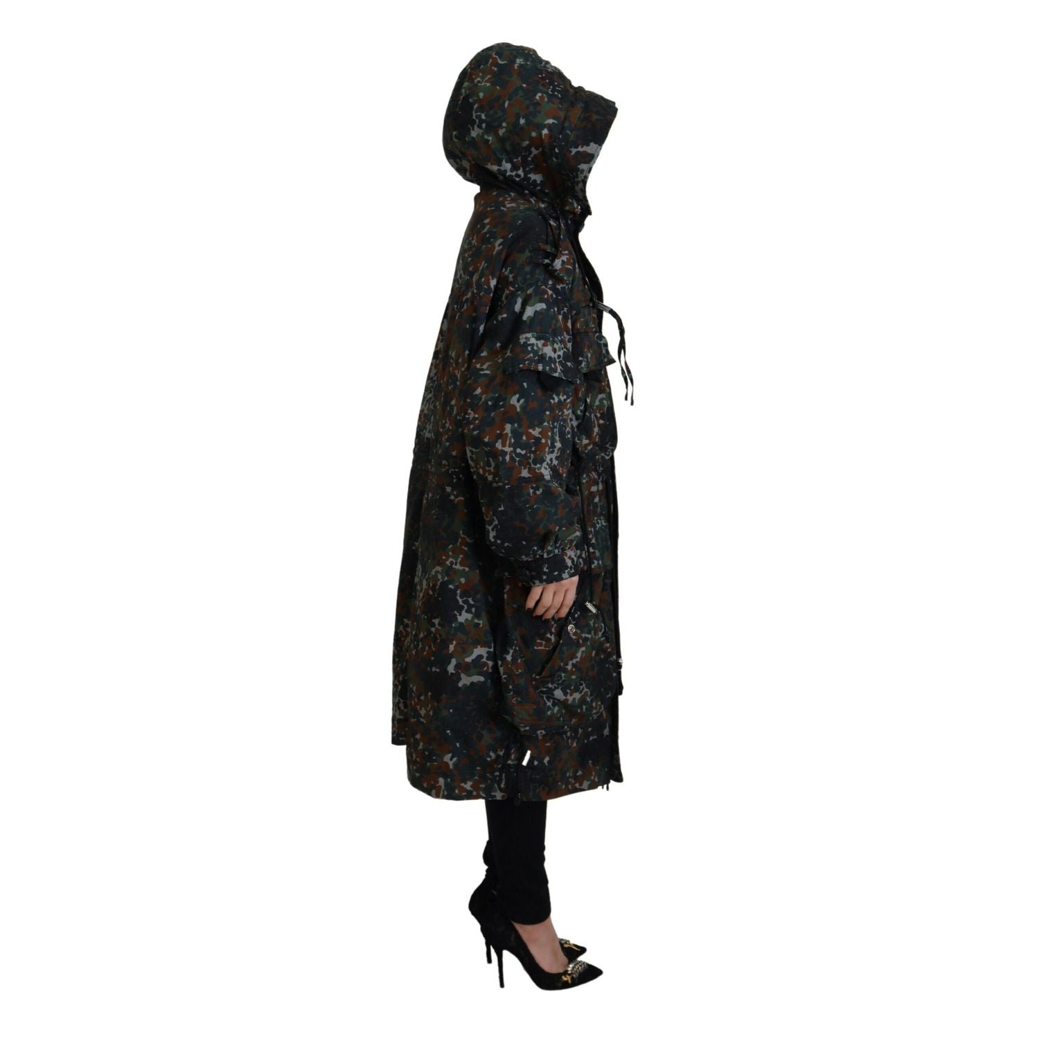 Dsquared² Green Hooded Goth Camouflage Print Parka Coat Jacket