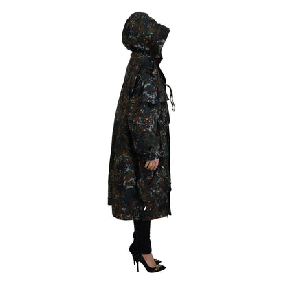 Dsquared² Green Hooded Goth Camouflage Print Parka Coat Jacket