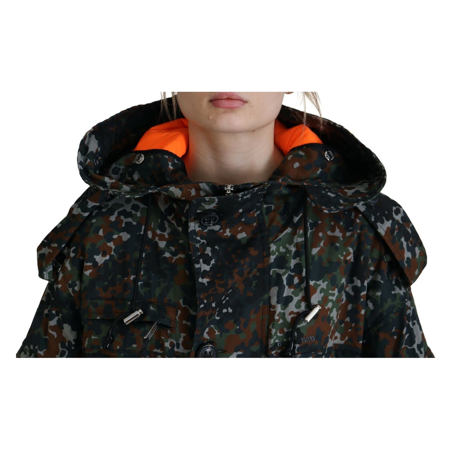 Dsquared² Green Hooded Goth Camouflage Print Parka Coat Jacket