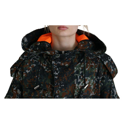Dsquared² Green Hooded Goth Camouflage Print Parka Coat Jacket