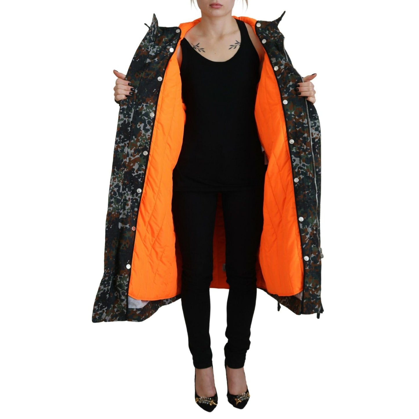 Dsquared² Green Hooded Goth Camouflage Print Parka Coat Jacket