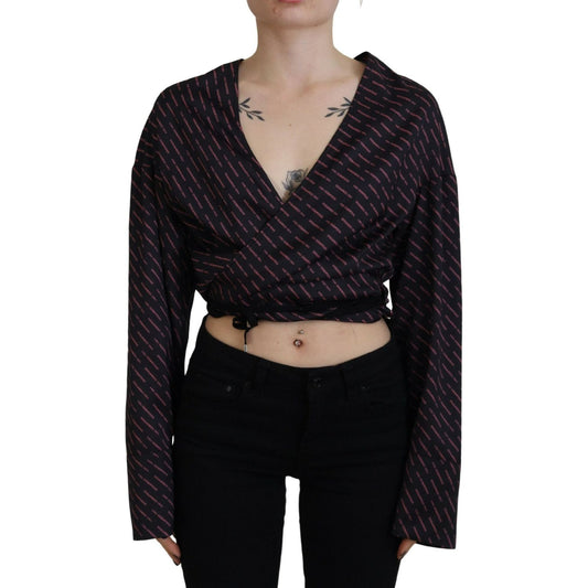 Dsquared² Black Polyester Cropped Logo Printed Blouse Top TSH83374-38
