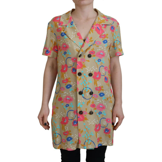 Dsquared² Multicolor Printed Collared Button Front Long Blouse Top TSH83380-38