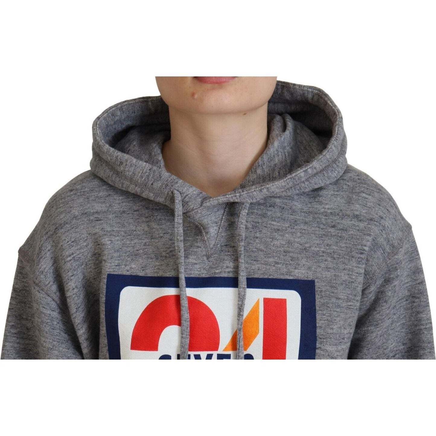 Dsquared² Gray Logo Print Cotton Hoodie Sweatshirt Sweater TSH83464-38