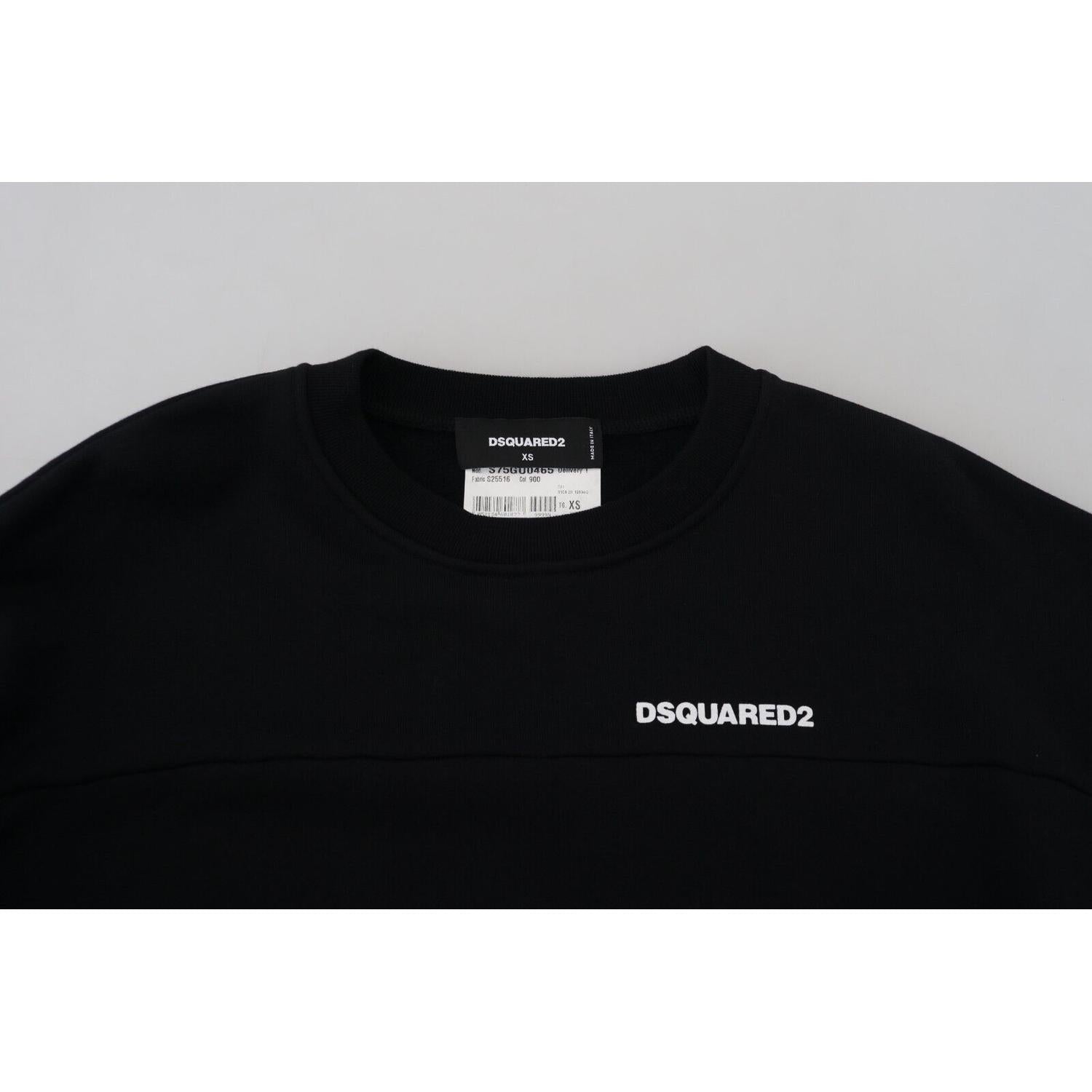 سترة نسائية طويلة الأكمام مطبوعة من القطن باللون الأسود من Dsquared²