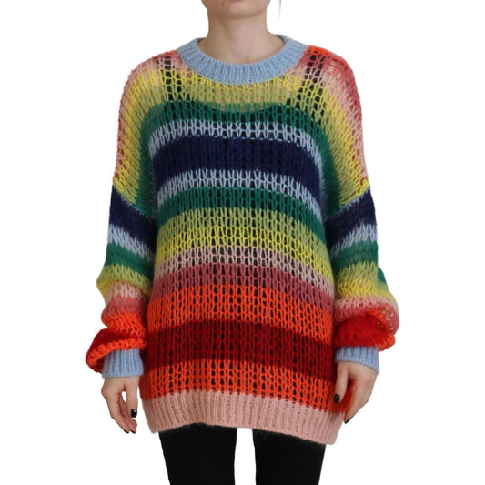 Dsquared² Multicolor Knitted Mohair Crewneck Pullover Sweater TSH83469-38