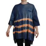 Dsquared² Blue Cotton Tie Dye Short Sleeves Lace T-shirt TSH83392-38